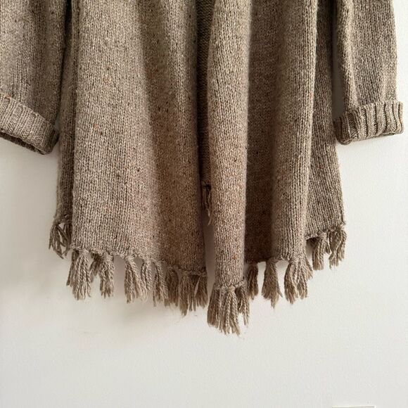 Bass Wool Blend cascading brown fringe long sweater size extra large - Picture 3 of 9